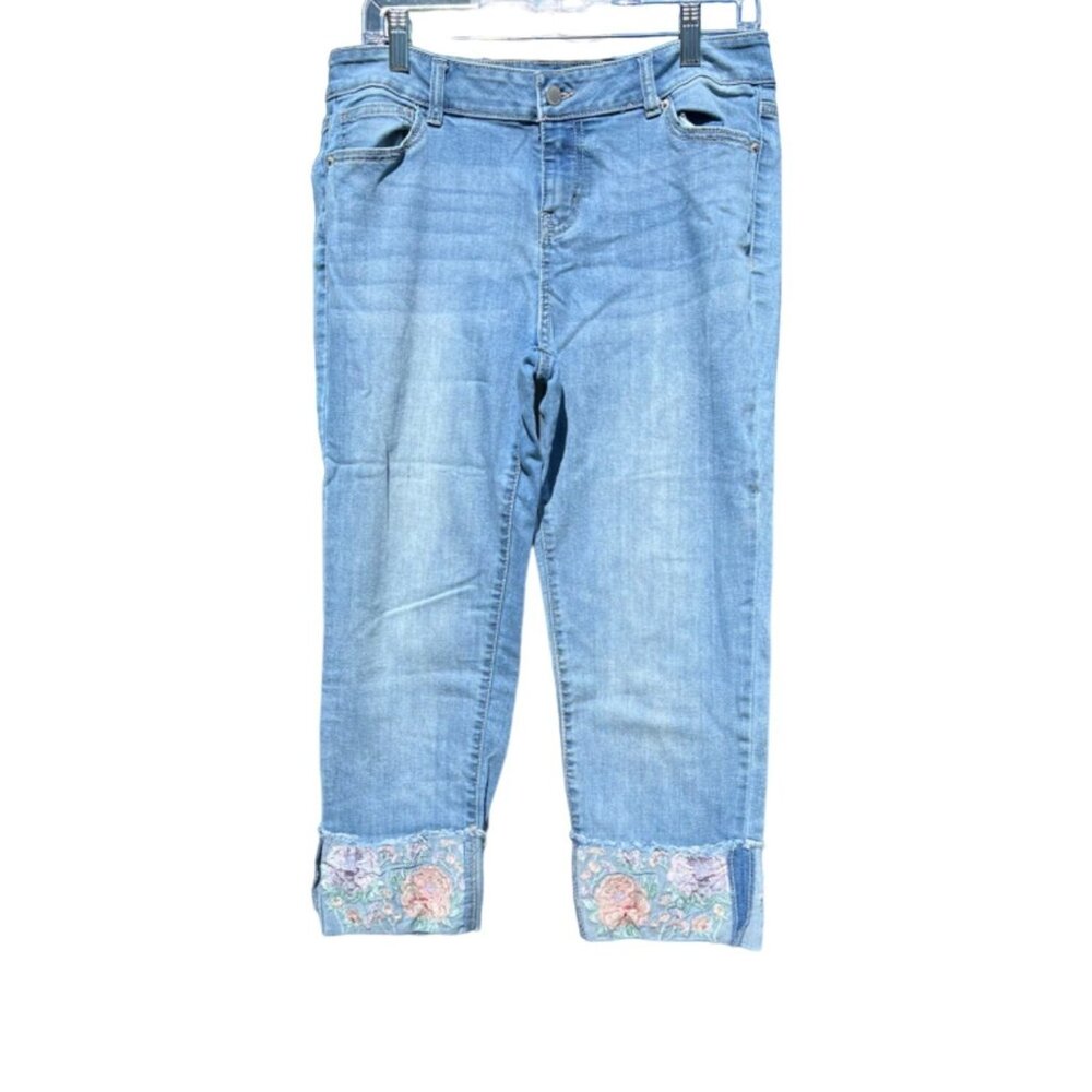 Embroidered Cuffed Women's Jeans